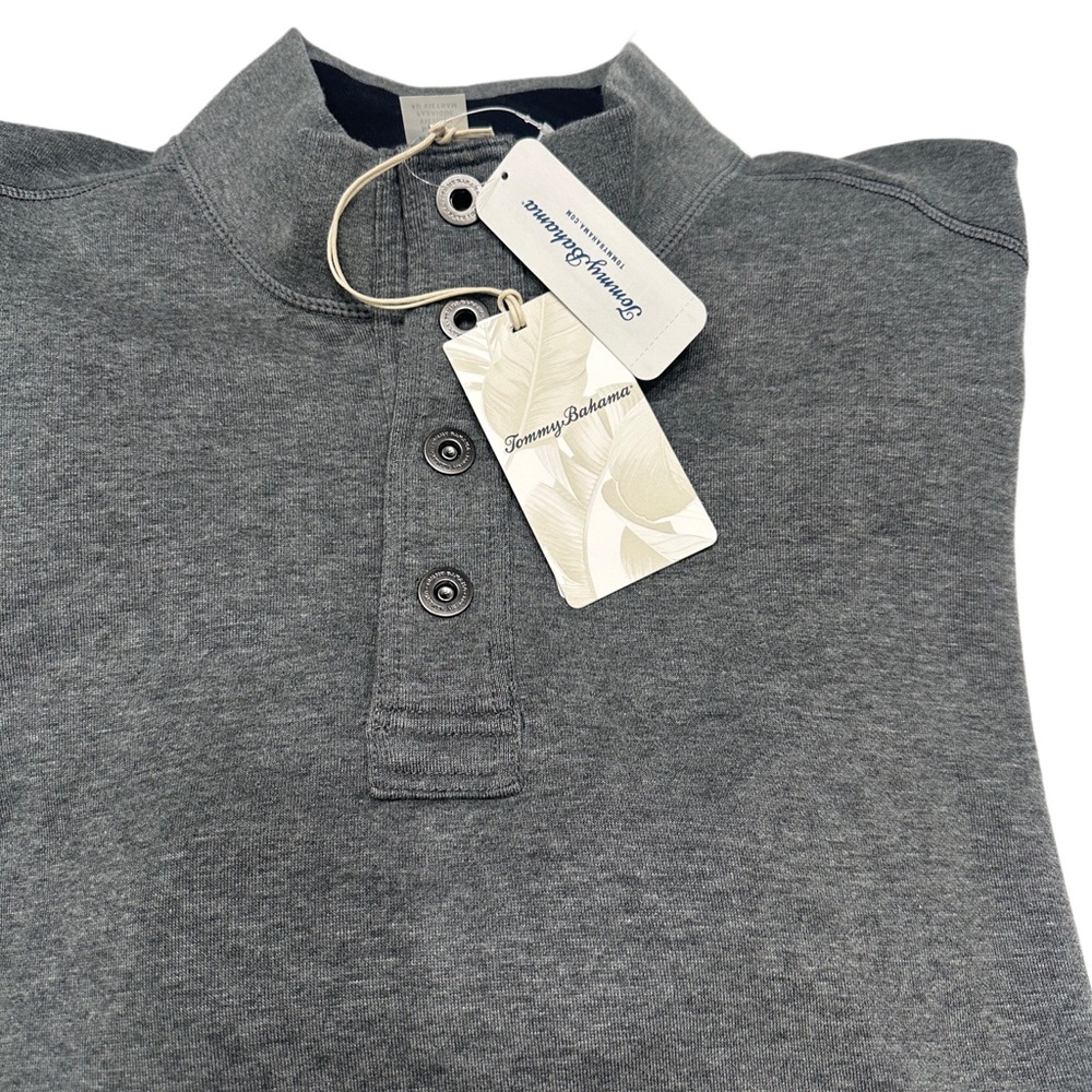 Tommy Bahama FLIP COAST REVERSILE SNAP MOCK NECK Pullover XL‎ Coal Heather NWT